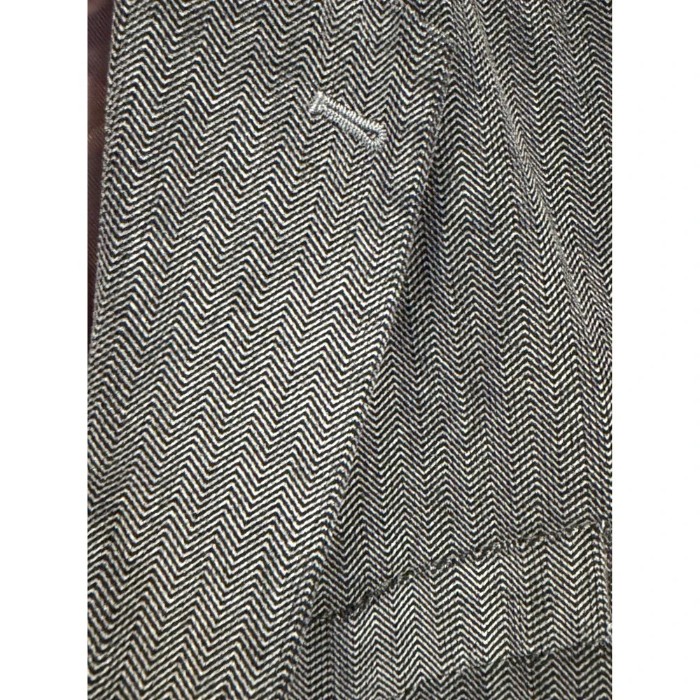 Michael Brandon Mens Herringbone Blazer Grey Black Cotton Sport Coat Size L 42